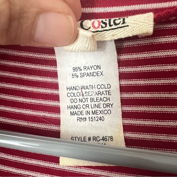 Rolla Coster Jersey Knit Shirt Dress Red White Stripe Medium Coastal Modest - Picture 5 of 12